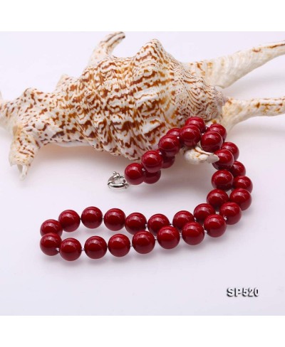 Red Shell Pearl Necklace 12mm Round South Sea Shell Beads Jewelry for Women 18 $23.20 Strands