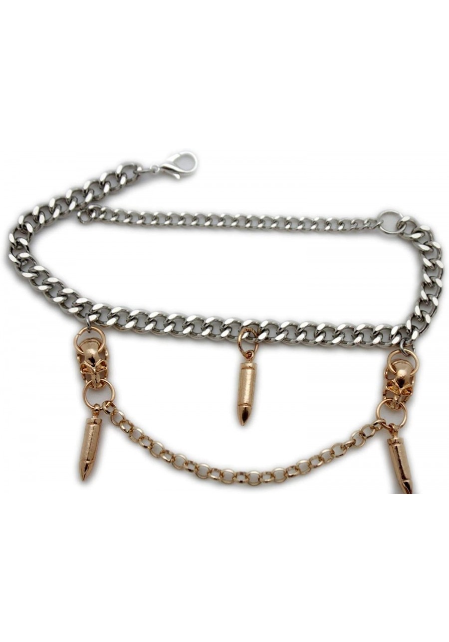 Women Western Boot Silver Metal Chain Bracelet Gold Skulls Bling Bullets Shoe Charm $17.69 Charms & Charm Bracelets