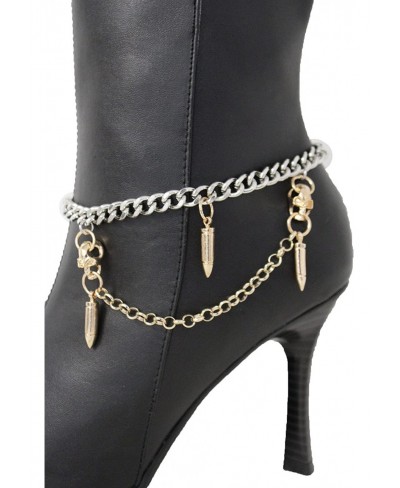 Women Western Boot Silver Metal Chain Bracelet Gold Skulls Bling Bullets Shoe Charm $17.69 Charms & Charm Bracelets