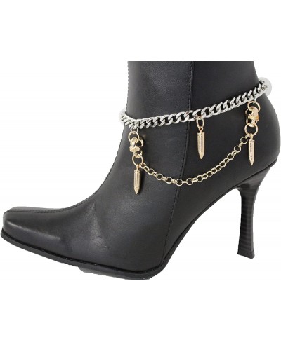 Women Western Boot Silver Metal Chain Bracelet Gold Skulls Bling Bullets Shoe Charm $17.69 Charms & Charm Bracelets