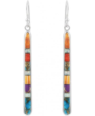 Turquoise Earrings in Sterling Silver & Genuine Gemstones (2.5" Long) $36.53 Drop & Dangle