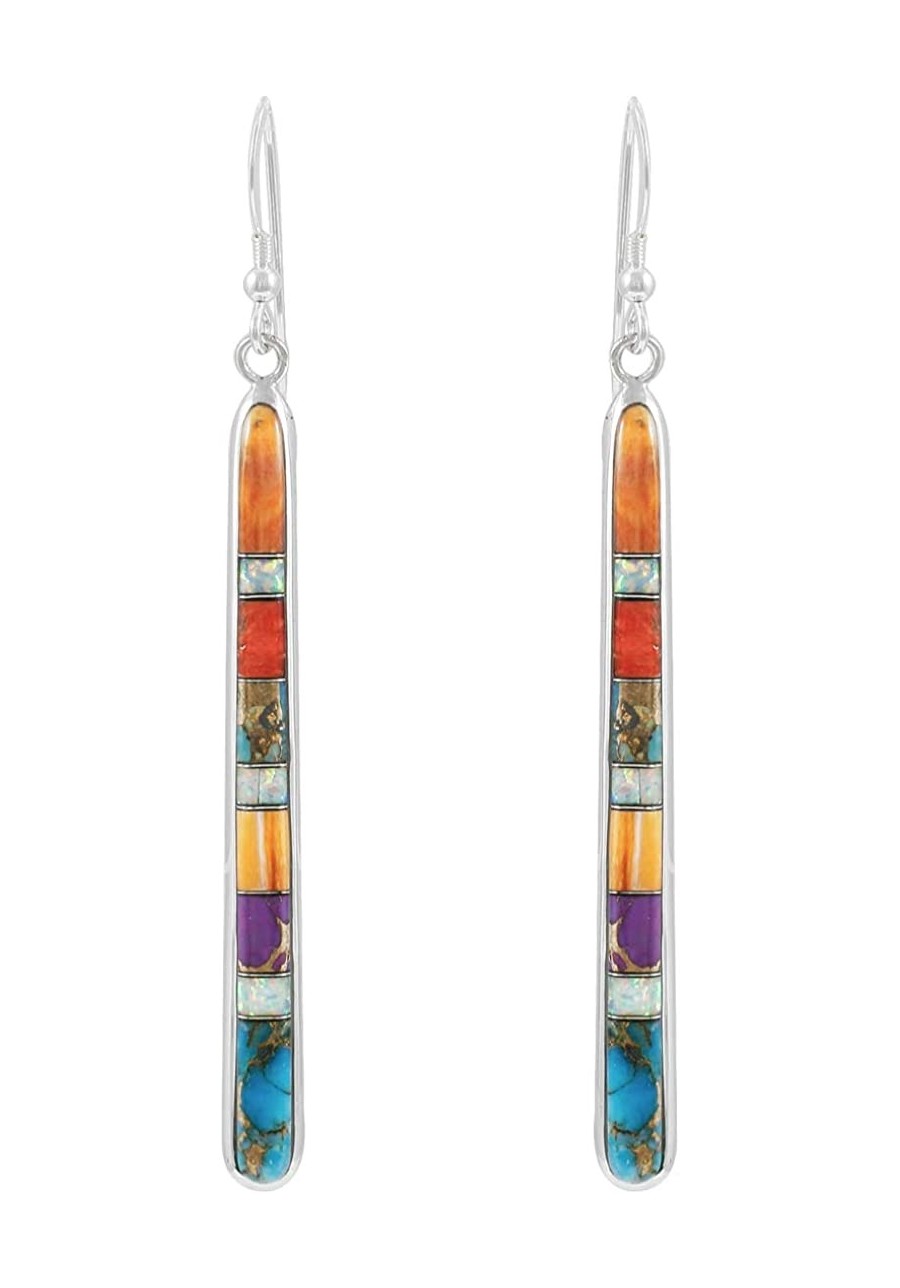 Turquoise Earrings in Sterling Silver & Genuine Gemstones (2.5" Long) $36.53 Drop & Dangle