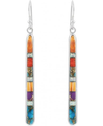 Turquoise Earrings in Sterling Silver & Genuine Gemstones (2.5" Long) $36.53 Drop & Dangle