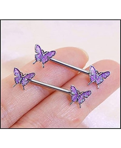 2022 Charm Butterfly Nipple Barbell 14g Colorful Charming Nipple Piercing Animals Jewelry Nipple Ring Bar Body Piercing Jewel...