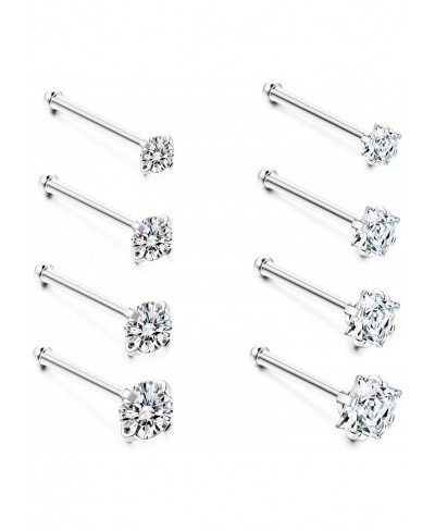 8 Pcs 20G 925 Sterling Silver Nose Rings Studs for Women Round CZ Square CZ 1.5mm 2mm 2.5mm 3mm Nose Piercings Body Jewelry $...