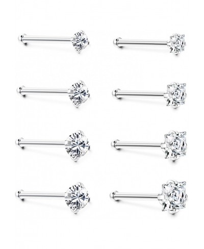 8 Pcs 20G 925 Sterling Silver Nose Rings Studs for Women Round CZ Square CZ 1.5mm 2mm 2.5mm 3mm Nose Piercings Body Jewelry $...