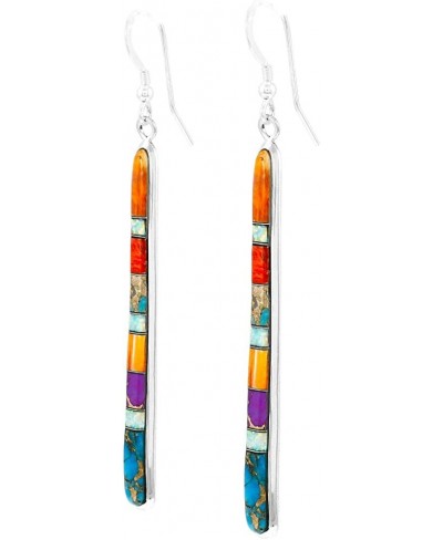 Turquoise Earrings in Sterling Silver & Genuine Gemstones (2.5" Long) $36.53 Drop & Dangle