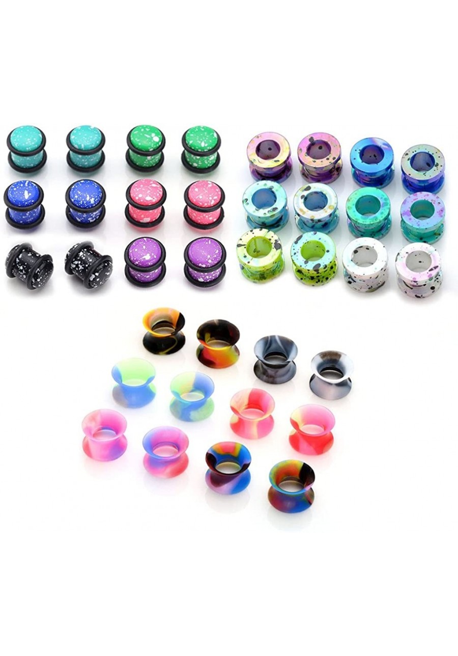 36pcs Candy Colors Spots Acrylic Ear Stretching Plugs Kit and Double-Flared Thin Silicone Saddle Tunnels Set $22.87 Piercing ...