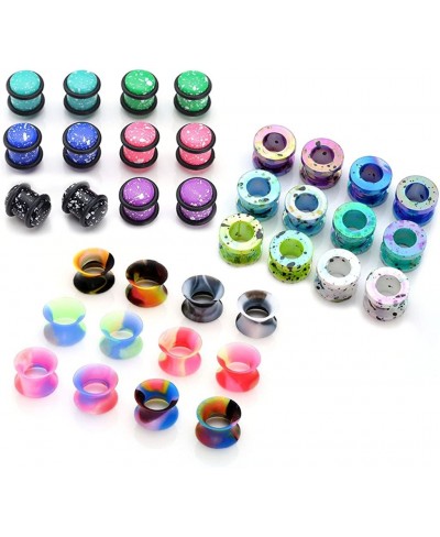 36pcs Candy Colors Spots Acrylic Ear Stretching Plugs Kit and Double-Flared Thin Silicone Saddle Tunnels Set $22.87 Piercing ...