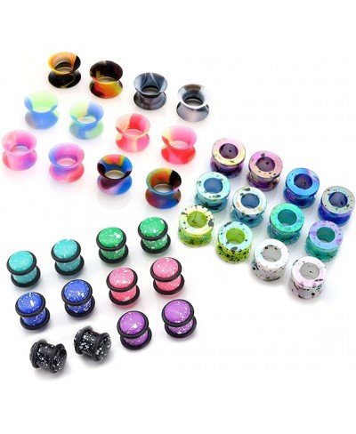 36pcs Candy Colors Spots Acrylic Ear Stretching Plugs Kit and Double-Flared Thin Silicone Saddle Tunnels Set $22.87 Piercing ...