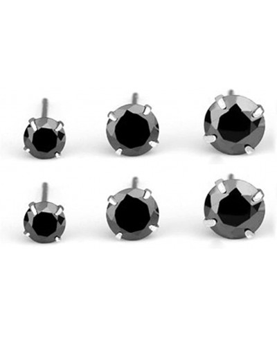 3 Pairs Set Sterling Silver Round Cut Stud Earrings for Womens/Mens $13.05 Stud