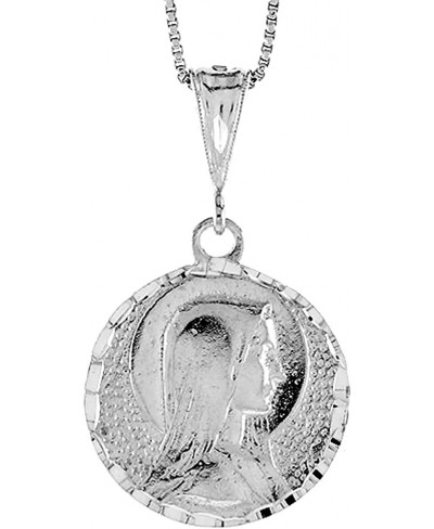 Sterling Silver Mother Mary Medal 1 inch $33.64 Pendants & Coins