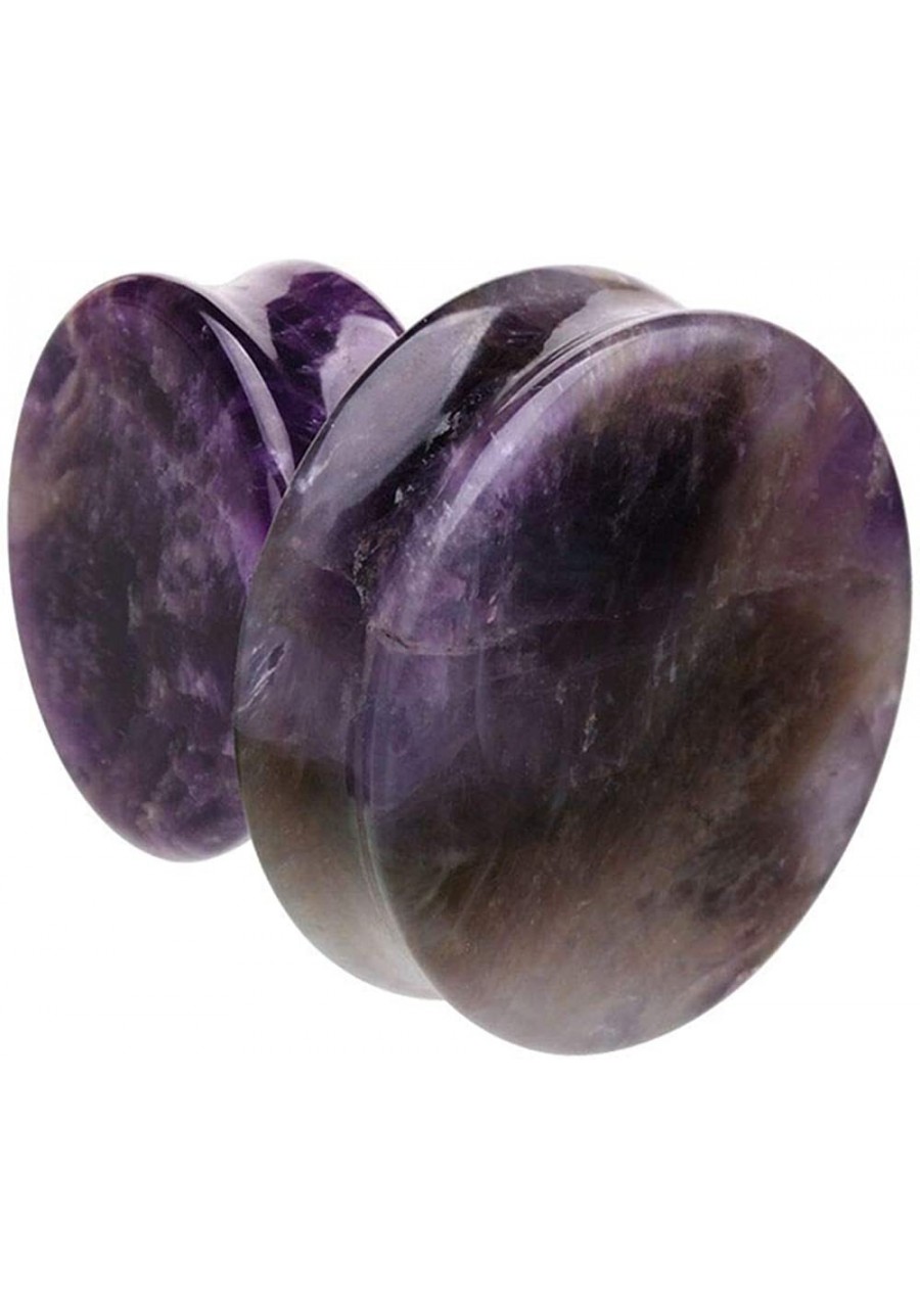 Supersize Amethyst Natural Stone Double Flared Ear Gauge Plug $31.93 Piercing Jewelry