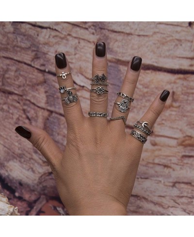 13 Pcs/Set Boho Knuckle Midi Finger Elephant Moon Flower Stacking Ring Jewelry $8.35 Stacking