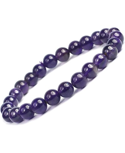 Natural Amethyst Bracelet Natural Crystal Stone 8 mm Beads Bracelet Round Shape for Reiki Healing and Crystal Healing Stone (...