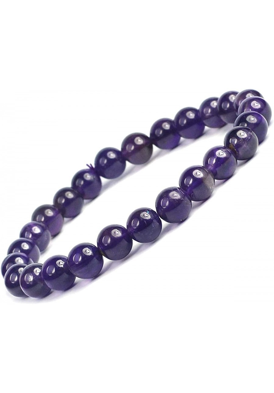 Natural Amethyst Bracelet Natural Crystal Stone 8 mm Beads Bracelet Round Shape for Reiki Healing and Crystal Healing Stone (...