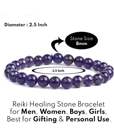 Natural Amethyst Bracelet Natural Crystal Stone 8 mm Beads Bracelet Round Shape for Reiki Healing and Crystal Healing Stone (...