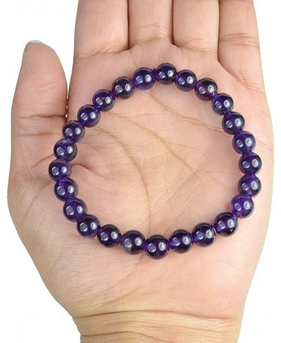 Natural Amethyst Bracelet Natural Crystal Stone 8 mm Beads Bracelet Round Shape for Reiki Healing and Crystal Healing Stone (...