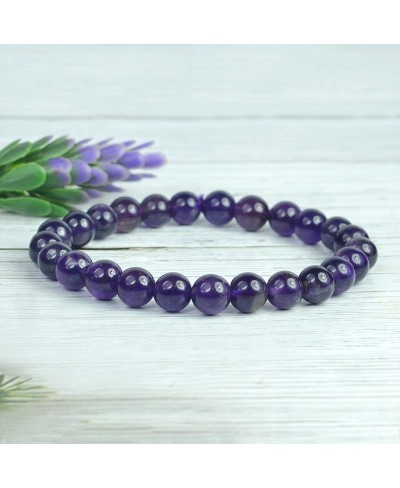 Natural Amethyst Bracelet Natural Crystal Stone 8 mm Beads Bracelet Round Shape for Reiki Healing and Crystal Healing Stone (...