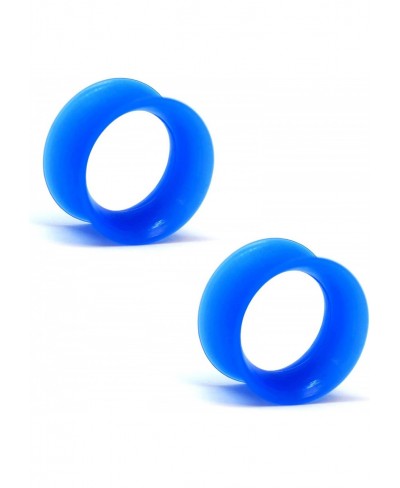 Pair of Silicone Double Flared Skin Eyelets - 00g wearable length - 5/16" True Blue $20.40 Piercing Jewelry