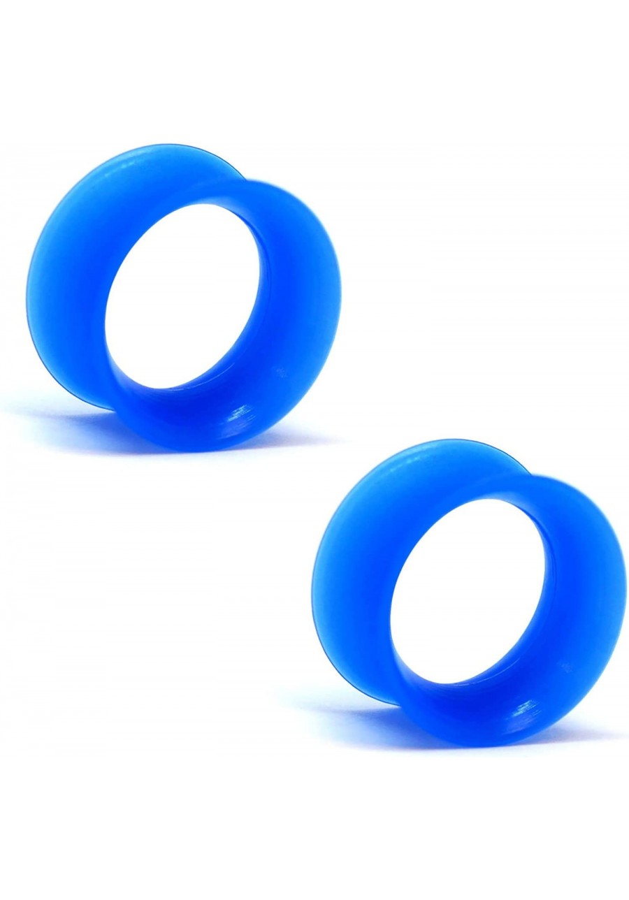 Pair of Silicone Double Flared Skin Eyelets - 00g wearable length - 5/16" True Blue $20.40 Piercing Jewelry