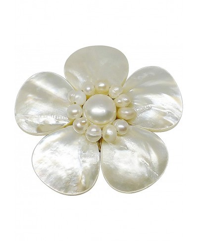 Bijoux de Ja Mother of Pearl and White Pollen Shell Pearl Flower Brooch Pin $20.97 Brooches & Pins