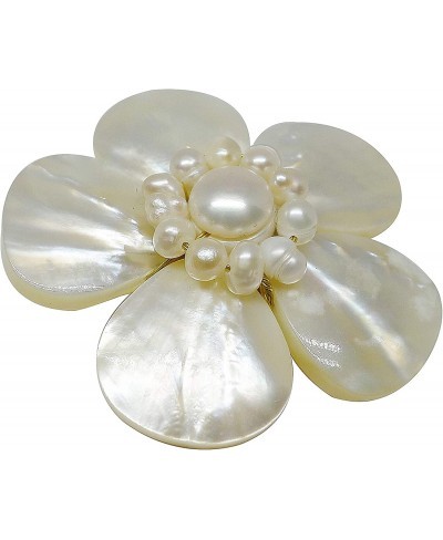 Bijoux de Ja Mother of Pearl and White Pollen Shell Pearl Flower Brooch Pin $20.97 Brooches & Pins