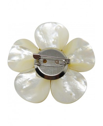 Bijoux de Ja Mother of Pearl and White Pollen Shell Pearl Flower Brooch Pin $20.97 Brooches & Pins