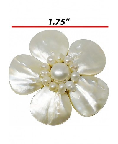 Bijoux de Ja Mother of Pearl and White Pollen Shell Pearl Flower Brooch Pin $20.97 Brooches & Pins