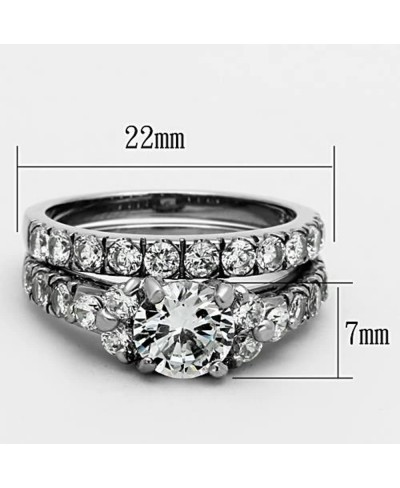 His & Her 3pc Stainless Steel 2.50 Ct Cz Bridal Set & Men's Classic Wedding Band $24.40 Bridal Sets