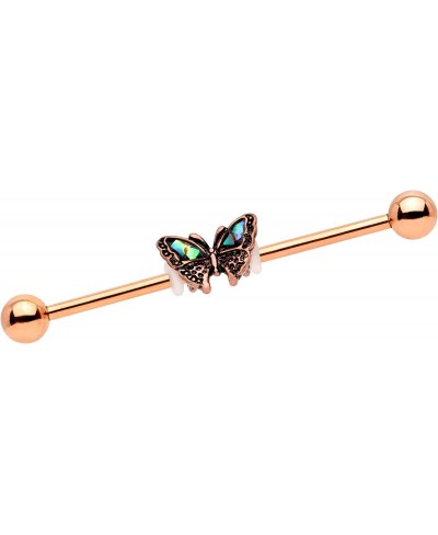 38mm Women 14G Rose Gold Anodized Steel Helix Cartilage Earring Butterfly Industrial Barbell $16.67 Piercing Jewelry