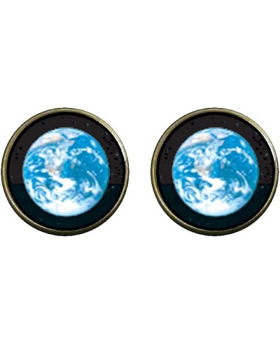 Bronze Retro Style Earth From Space Photo Clip On Earrings 14mm Diameter $27.02 Clip-Ons