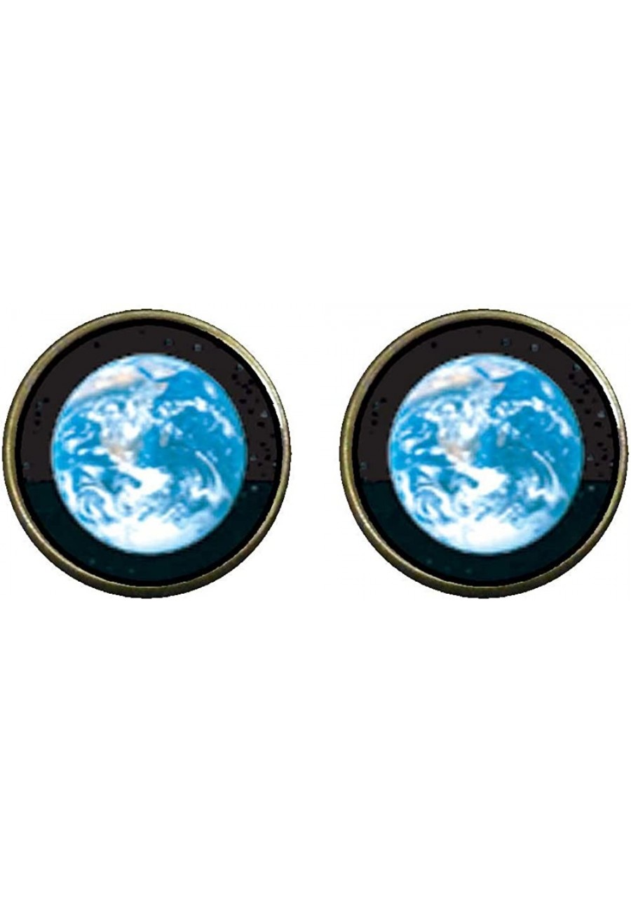 Bronze Retro Style Earth From Space Photo Clip On Earrings 14mm Diameter $27.02 Clip-Ons