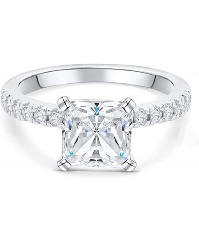 925 Silver Cz Accented Princess Cut Halo Ring Square Cathedral Engagement Promise Anniversary Solitaire $24.81 Engagement Rings