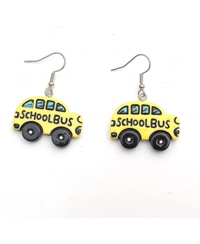 Cute Yellow School Bus Drop Dangle Earrings Resin Funny Cartoon Car Creative for Teachers Students Jewelry $8.37 Drop & Dangle
