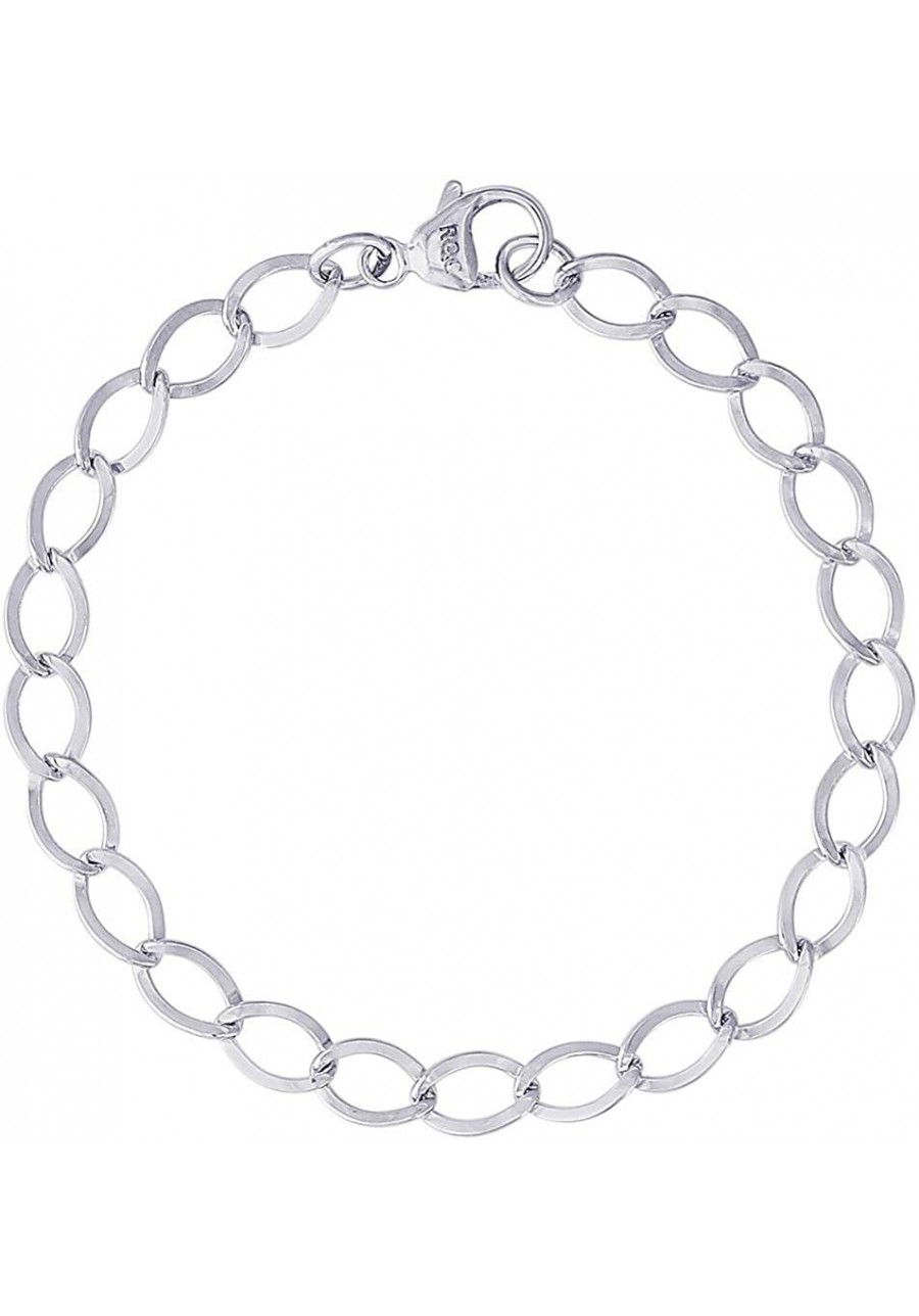 8" Sterling Silver Dapped Curb Link Classic Charm Bracelet $40.02 Charms & Charm Bracelets