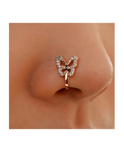 Crystal Butterfly Nose Cartilage Ring Nose Septum Ring Nose Cuffs Fake Nose Ring Adjustable Ear Cuff Fake Piercings for Women...