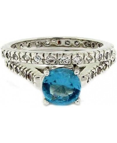 Classic/Vintage Wedding Ring Set w/Aquamarine White CZs $16.41 Bridal Sets