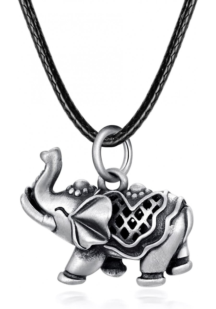 Elephant Necklace 925 Sterling Silver Indian Luck Elephant Charm Pendant Necklace for Women Men $43.01 Pendant Necklaces