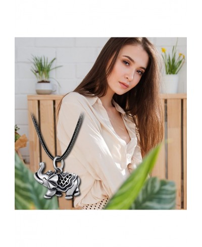 Elephant Necklace 925 Sterling Silver Indian Luck Elephant Charm Pendant Necklace for Women Men $43.01 Pendant Necklaces