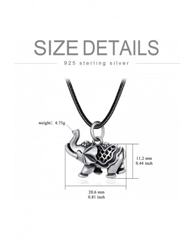 Elephant Necklace 925 Sterling Silver Indian Luck Elephant Charm Pendant Necklace for Women Men $43.01 Pendant Necklaces