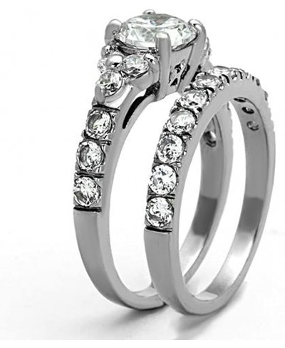His & Her 3pc Stainless Steel 2.50 Ct Cz Bridal Set & Men's Classic Wedding Band $24.40 Bridal Sets