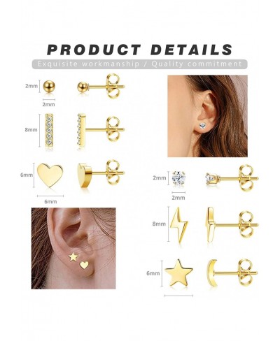 8Pairs Stainless Steel Moon Star Heart Stud Earrings for Women Ball CZ Paved Ear Cuff Earrings Set $11.42 Cuffs & Wraps