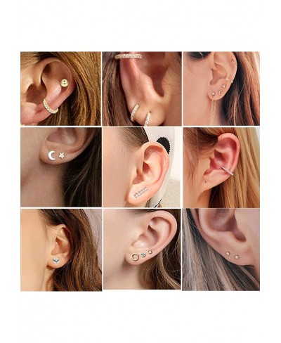 8Pairs Stainless Steel Moon Star Heart Stud Earrings for Women Ball CZ Paved Ear Cuff Earrings Set $11.42 Cuffs & Wraps