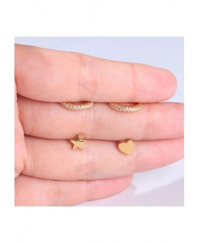 8Pairs Stainless Steel Moon Star Heart Stud Earrings for Women Ball CZ Paved Ear Cuff Earrings Set $11.42 Cuffs & Wraps