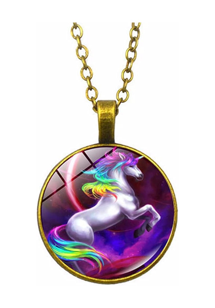 Rainbow Unicorn Necklace Jewelry Gifts Cute Horse Animal Charm Pendant Necklace $5.85 Pendant Necklaces