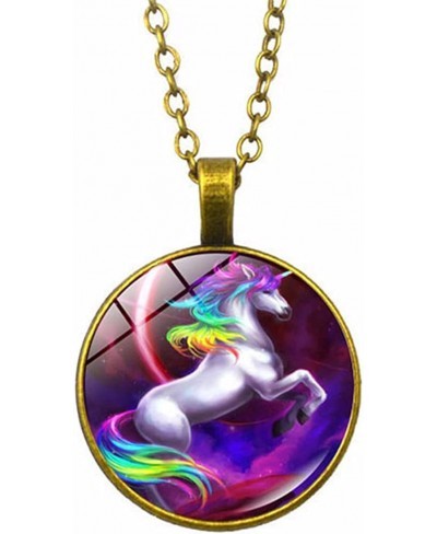 Rainbow Unicorn Necklace Jewelry Gifts Cute Horse Animal Charm Pendant Necklace $5.85 Pendant Necklaces