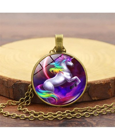 Rainbow Unicorn Necklace Jewelry Gifts Cute Horse Animal Charm Pendant Necklace $5.85 Pendant Necklaces