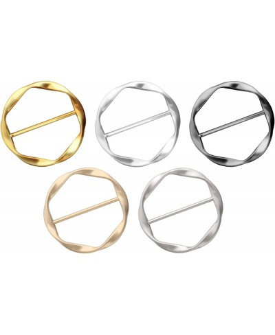 5PCS T-Shirt Clips Silk Scarf Ring Clip T-shirt Tie Clips Clothes Corner Knotted Button Metal Round Circle Clip Buckle Clothi...