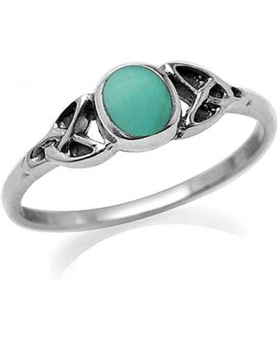 Petite Created Green Turquoise Inlay 925 Sterling Silver Celtic Knot Ring $12.30 Statement